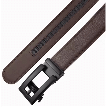 Brown ratchet adjustable leather mens belt