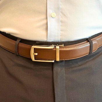 Classic gunmetal brown adjustable leather mens belt