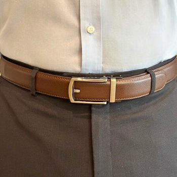 Classic smoked gunmetal brown adjustable leather mens belt