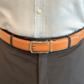 Classic smoked gunmetal camel adjustable leather ens belt