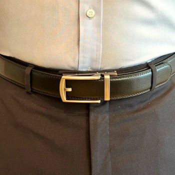 Classic titanium black adjustable leather mens belt