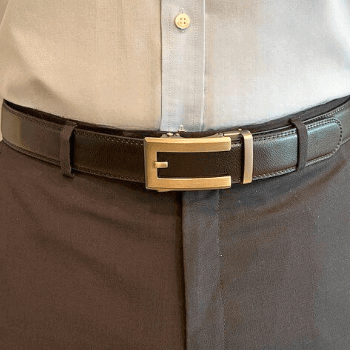 Contempo black gunmetal adjustable leather mens belt