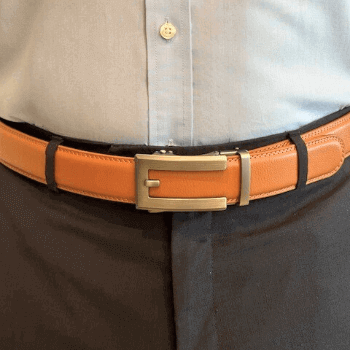 Contempo camel gunmetal adjustable leather mens belt