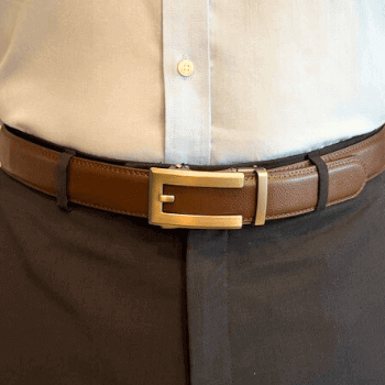 Contempo gunmetal brown adjustable leather mens belt