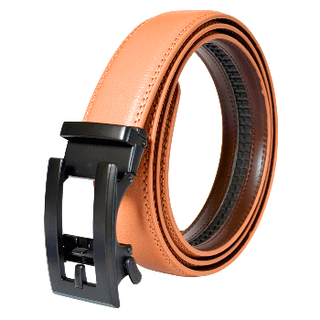 Contempo matte black camel adjustable ratchet leather mens belt