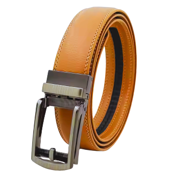 Classic smoked gunmetal camel adjustable ratchet leather mens belt