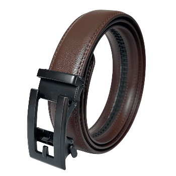 Contempo Matt Black Brown adjustable ratchet leather mens belt