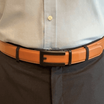 Contempo black camel adjustable leather mens belt
